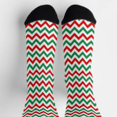Christmas Green and Red Chevron Print Socks Sokken (Top)