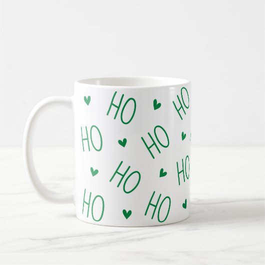 Christmas Green and White Coffee Mug Ho Ho Ho (Gauche)