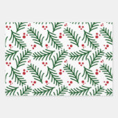 Christmas Green Berries Modern Wrapping Paper (Voorkant 3)