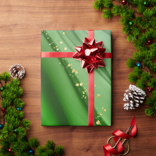 CHRISTMAS GREEN EN GOLD ABSTRACTE SWIRLS CADEAUPAPIER