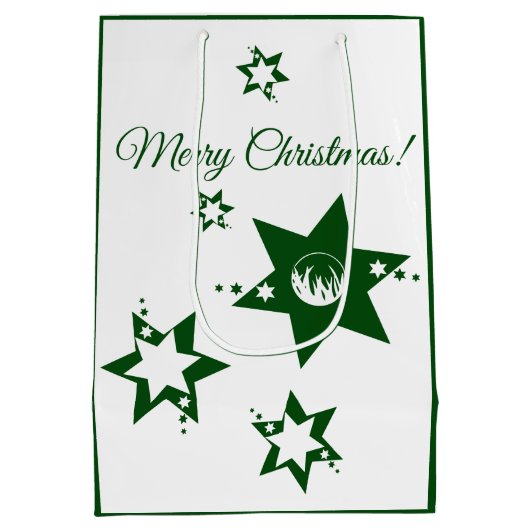 Christmas Green Stars Lawn Service Medium Cadeauzakje (Achterkant)