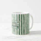 Christmas Green Stripes Snowflake Koffiemok (Voorkant rechts)