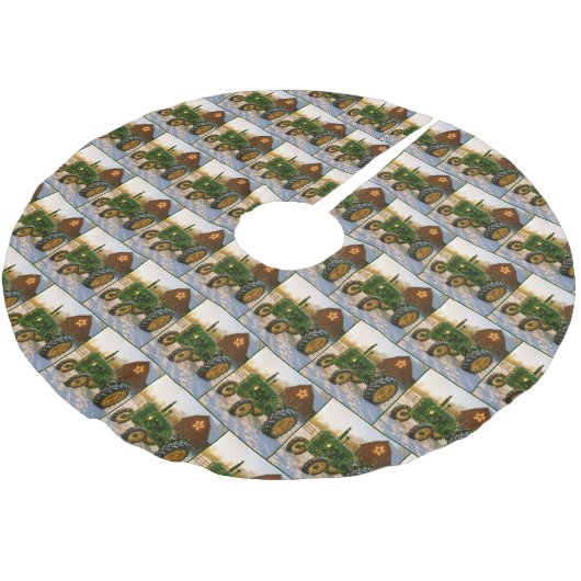 Christmas Green Tractor With Glowing Lights Kerstboom Rok (Gekanteld)