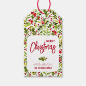 Christmas Greenery Berries Holiday Favor Cadeaulabel (Voorkant)