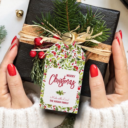 Christmas Greenery Berries Holiday Favor Cadeaulabel