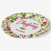 Christmas Greenery Berries Holiday Papieren Bordje (Gekanteld)