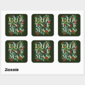 CHRISTMAS Greenery Berries Holiday Vierkante Sticker (Vel)