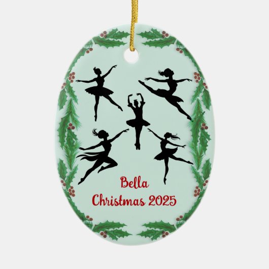 Christmas Greenery Dancer Ballet Photo Ornament (Voorkant)