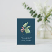 Christmas Greenery & Red Berry Carte de visite (Debout devant)