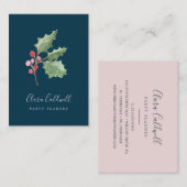 Christmas Greenery & Red Berry Carte de visite (Devant / Derrière)