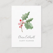 Christmas Greenery & Red Berry Carte de visite (Devant)