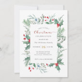 Christmas Greenery Watercolor Celebration Invitati Kaart (Voorkant)