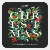Christmas Greens and Berries Vierkante Sticker (Voorkant)