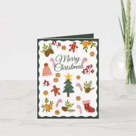 Christmas Greeting Card With Seasonal Items Feestdagen Kaart