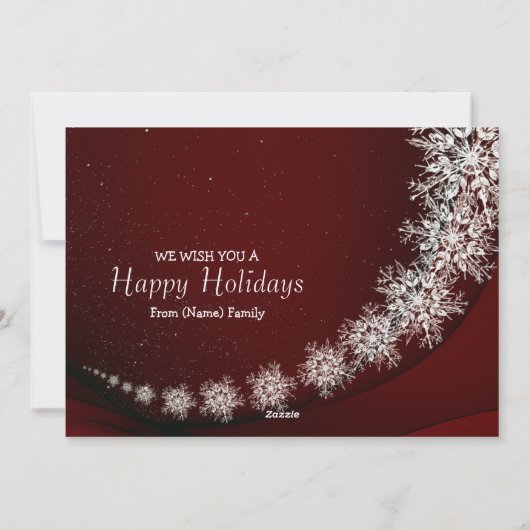 Christmas Greeting Crystal Snowflakes Red Rustic Feestdagenkaart (Achterkant)