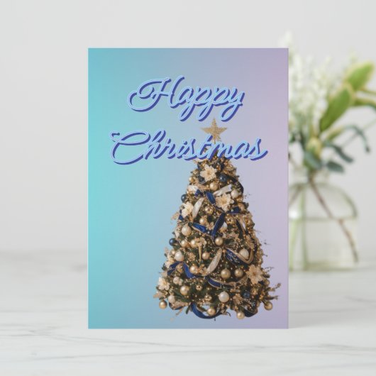 Christmas greeting with beautiful tree feestdagenkaart (Staand voorkant)