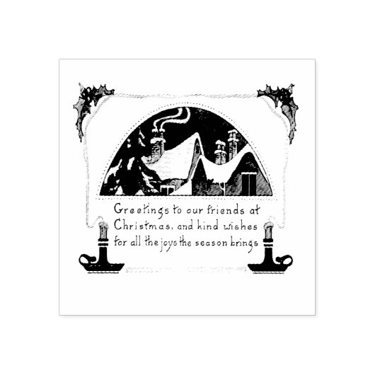  "CHRISTMAS GREETINGS" WOOD ART STAMP 	RUBBERSTEMPEL (Afrduk)