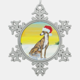 christmas greyhound tin sneeuwvlok ornament