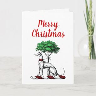 Christmas Greyhound Whippet With Tree Crest Emblem Feestdagen Kaart