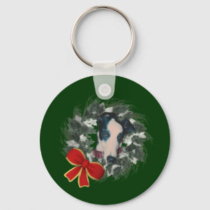 Christmas Greyhound Wreath Holiday Sleutelhanger