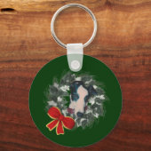 Christmas Greyhound Wreath Holiday Sleutelhanger (Voorkant)