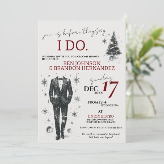 Christmas Grooms Shower Invitation (Debout devant)