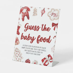 Christmas Guess de Baby Food Baby shower Game Reclamebord Met Voetstuk