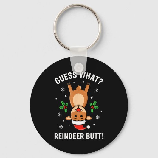 Christmas Guess What_ Reindeer Butt! Funny Reindee Sleutelhanger (Voorkant)