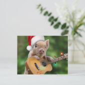 Christmas guitar pig briefkaart (Staand voorkant)