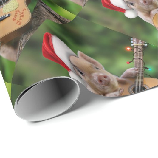 Christmas guitar pig cadeaupapier (Rol Hoek)