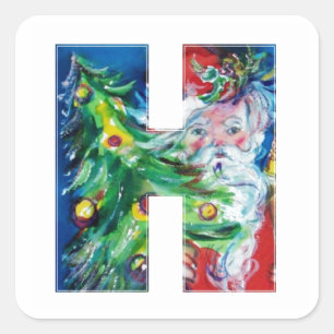 CHRISTMAS H BRIEF / SANTA MET CHRISTMAS TREE VIERKANTE STICKER