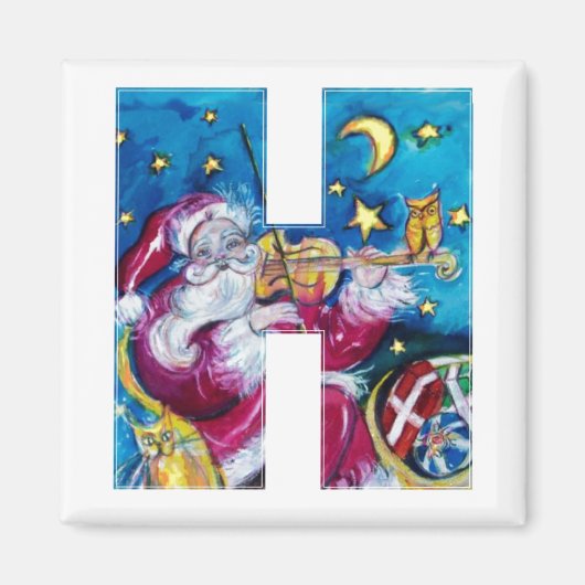 CHRISTMAS H LETTER/INSPIRED SANTA MONOGRAM MAGNEET (Voorkant)