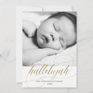 Christmas Hallelujah   Gold Faux met Photo Feestdagenkaart