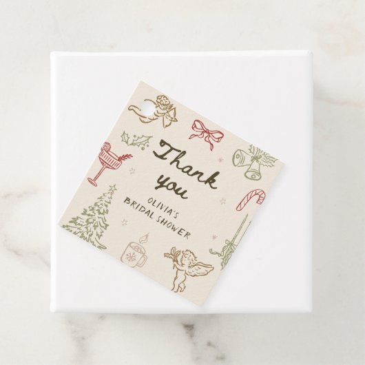 Christmas Hand Drawn Bridal Shower Bedankjes Labels (In situ)