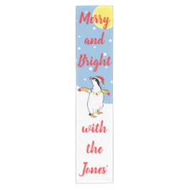 Christmas Happy Penguin Personalize 14 x 72 Korte Tafelloper