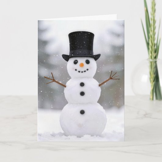 Christmas Happy Snowman Wearing a Top Hat Kaart (Voorkant)