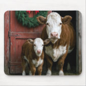 Christmas Hereford Cow and Calf Muismat (Voorkant)