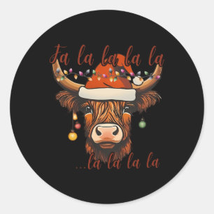 Christmas Highland Koe Falalala Xmas Heifer Cowgir Ronde Sticker