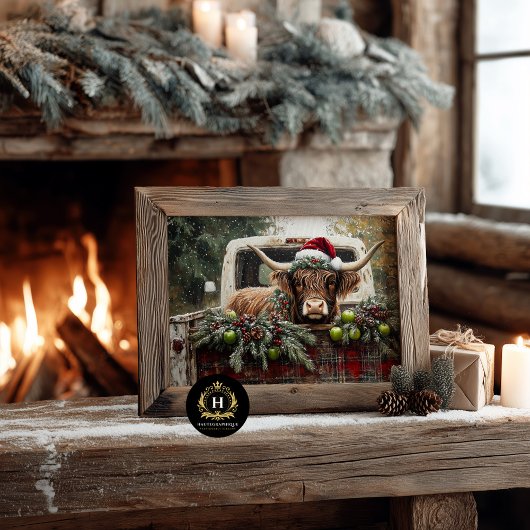 Christmas Highland Koe Rustic Truck Decoupage Tissuepapier