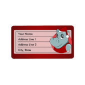 Christmas hippo cartoon etiket (Voorkant)