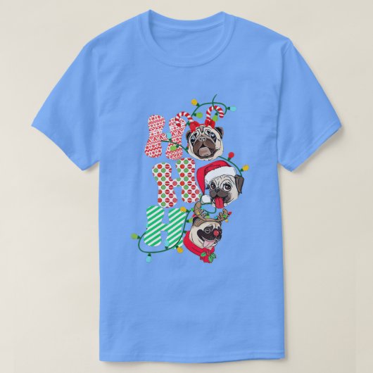 Christmas Ho Ho Ho Pug Dog Lover Funny Happy Holid T-shirt (Design voorkant)