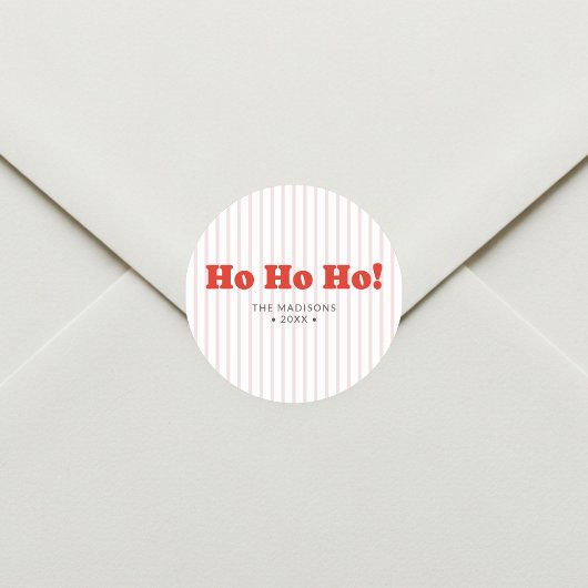 Christmas Ho Ho Ho Red Striped Ronde Sticker