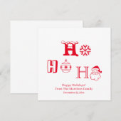 Christmas Ho Ho rouge nom personnalisé date carte  (Devant / Derrière)