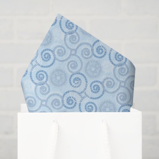 Christmas Holiday Blue Scrolls  Tissuepapier (Cadeauzakje)