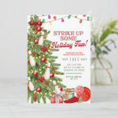 Christmas Holiday Bowling Party Kaart (Staand voorkant)