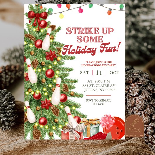 Christmas Holiday Bowling Party Kaart