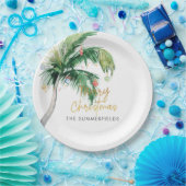 Christmas Holiday Coastal Palm Tree Custom Papieren Bordje (Feest)