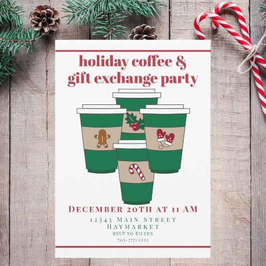 Christmas Holiday Coffee & Gift Exchange Kaart