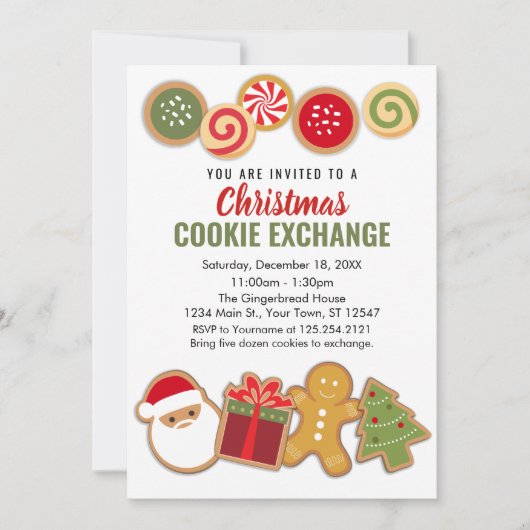 Christmas Holiday Cookie Exchange Invitation (Devant)
