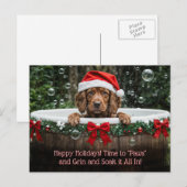 Christmas Holiday Cute Dog Bubble Bath Feestdagenkaart (Voorkant / Achterkant)